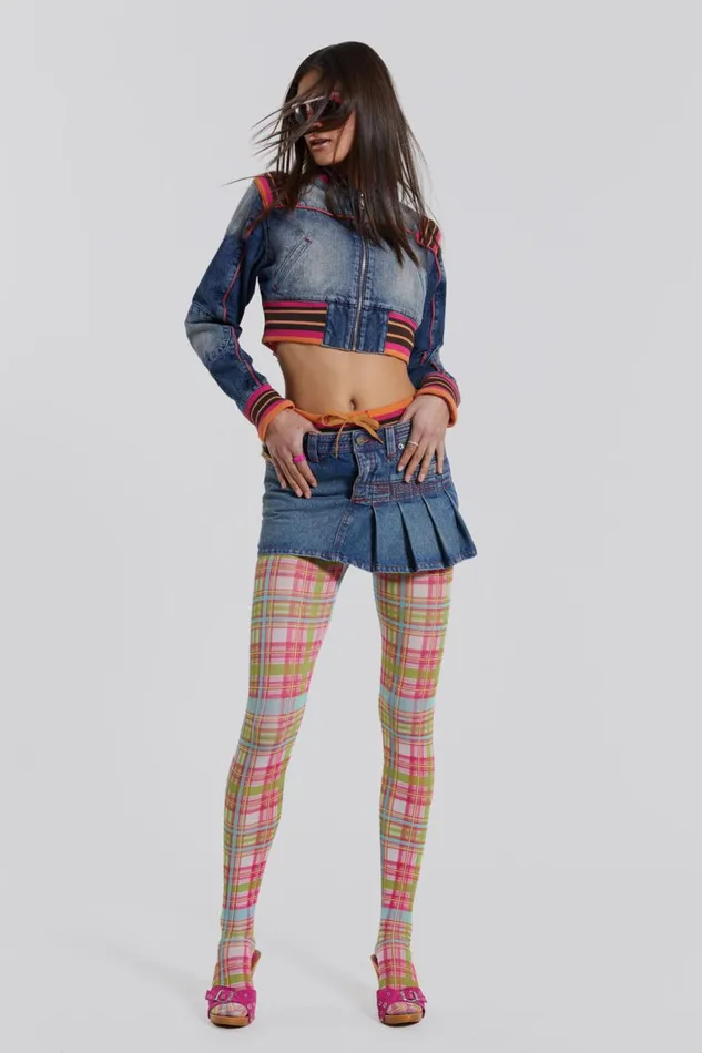 Women Cropped Denim Jacket With Rib Jaded London CoOrds