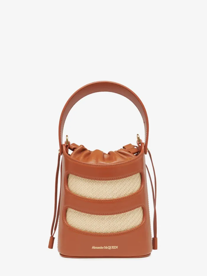 Women Crossbody Bags Alexander McQueen The Rise Mini Bucket Tannatural