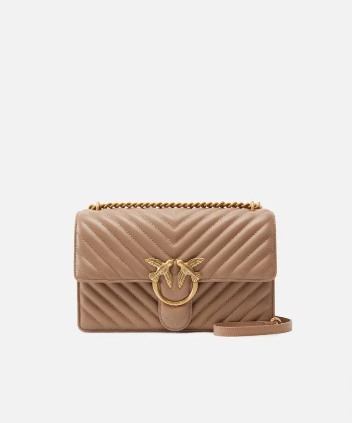 Women Crossbody Bags Pinko Classic LoveBag One Chevron Ginger Biscuitantique Gold Women Crossbody Bags Pinko Classic LoveBag One Chevron Ginger Biscuitantique Gold