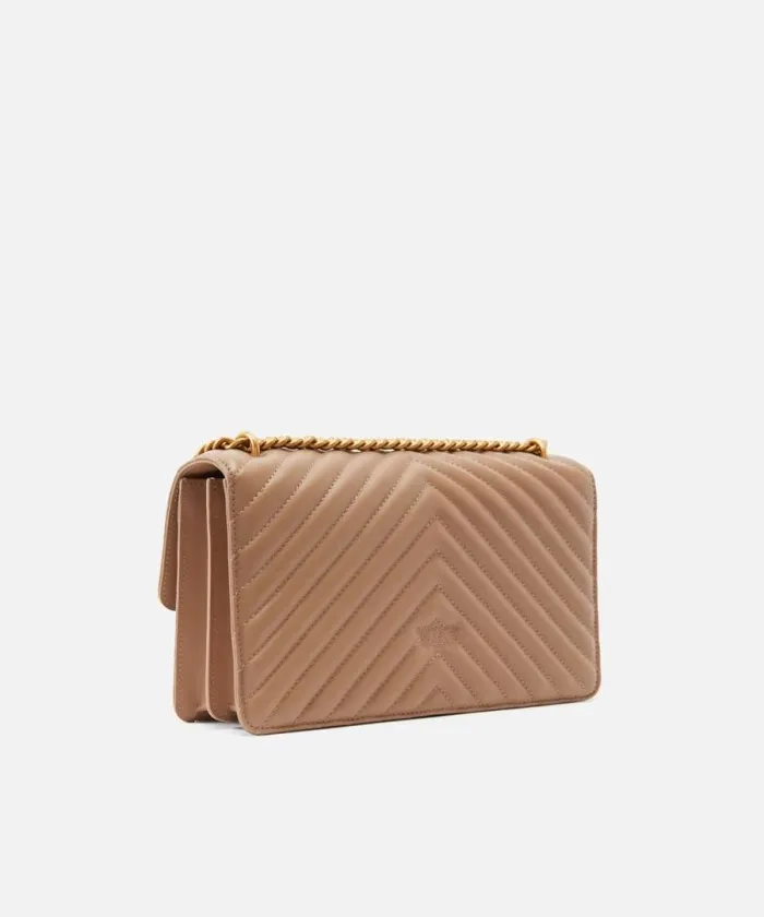 Women Crossbody Bags Pinko Classic LoveBag One Chevron Ginger Biscuitantique Gold Women Crossbody Bags Pinko Classic LoveBag One Chevron Ginger Biscuitantique Gold