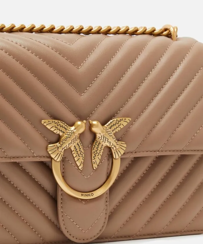Women Crossbody Bags Pinko Classic LoveBag One Chevron Ginger Biscuitantique Gold Women Crossbody Bags Pinko Classic LoveBag One Chevron Ginger Biscuitantique Gold