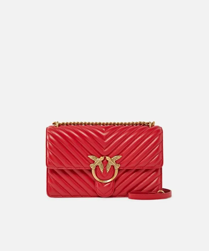 Women Crossbody Bags Pinko Classic LoveBag One Chevron Redantiquegold