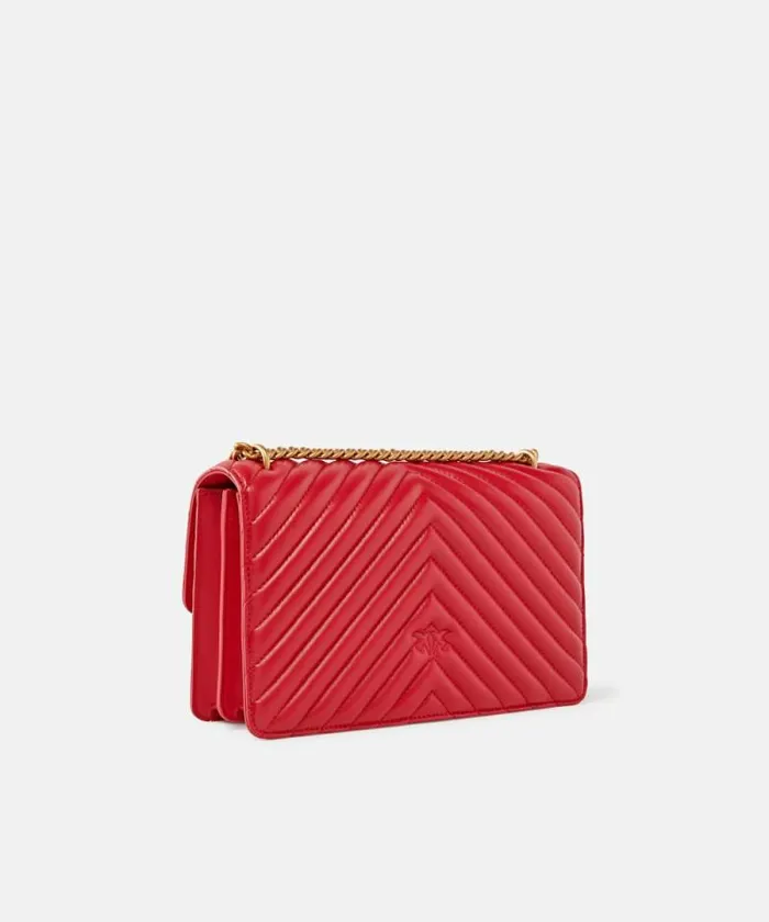Women Crossbody Bags Pinko Classic LoveBag One Chevron Redantiquegold Women Crossbody Bags Pinko Classic LoveBag One Chevron Redantiquegold
