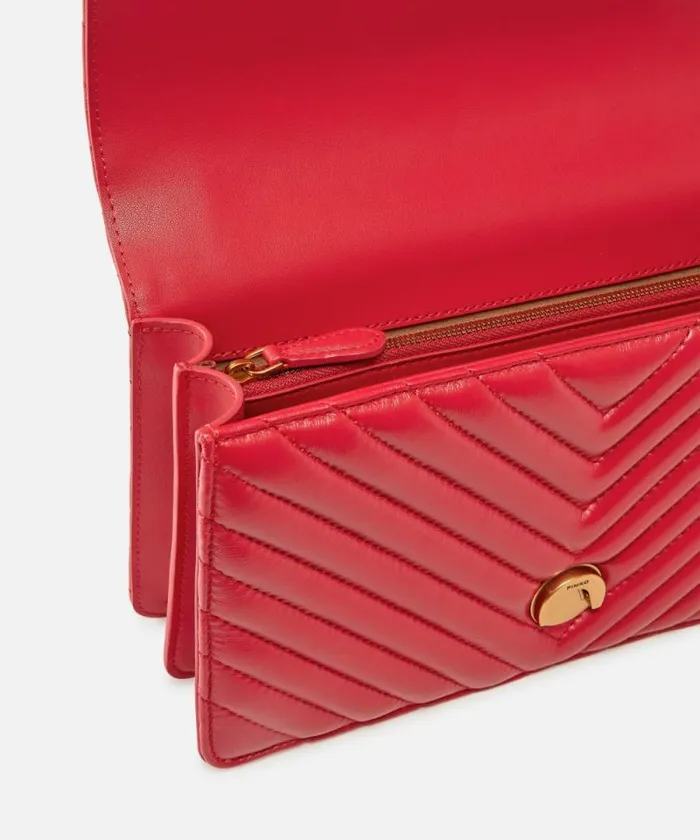 Women Crossbody Bags Pinko Classic LoveBag One Chevron Redantiquegold Women Crossbody Bags Pinko Classic LoveBag One Chevron Redantiquegold