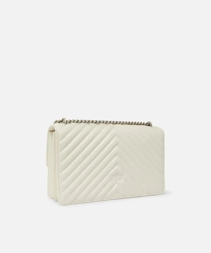 Women Crossbody Bags Pinko Classic LoveBag One Chevron Whitewhiteold Silver Women Crossbody Bags Pinko Classic LoveBag One Chevron Whitewhiteold Silver