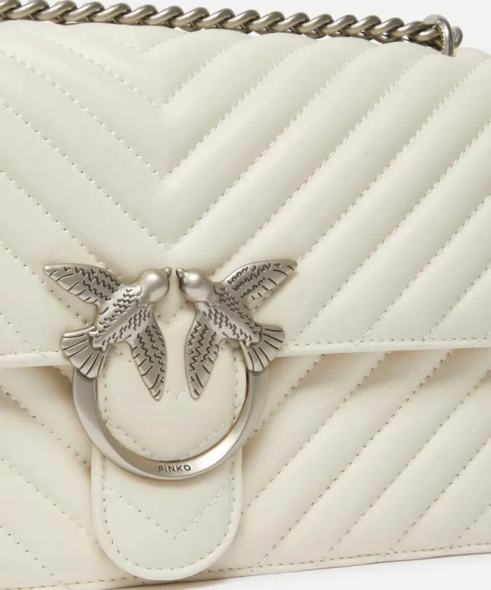Women Crossbody Bags Pinko Classic LoveBag One Chevron Whitewhiteold Silver Women Crossbody Bags Pinko Classic LoveBag One Chevron Whitewhiteold Silver