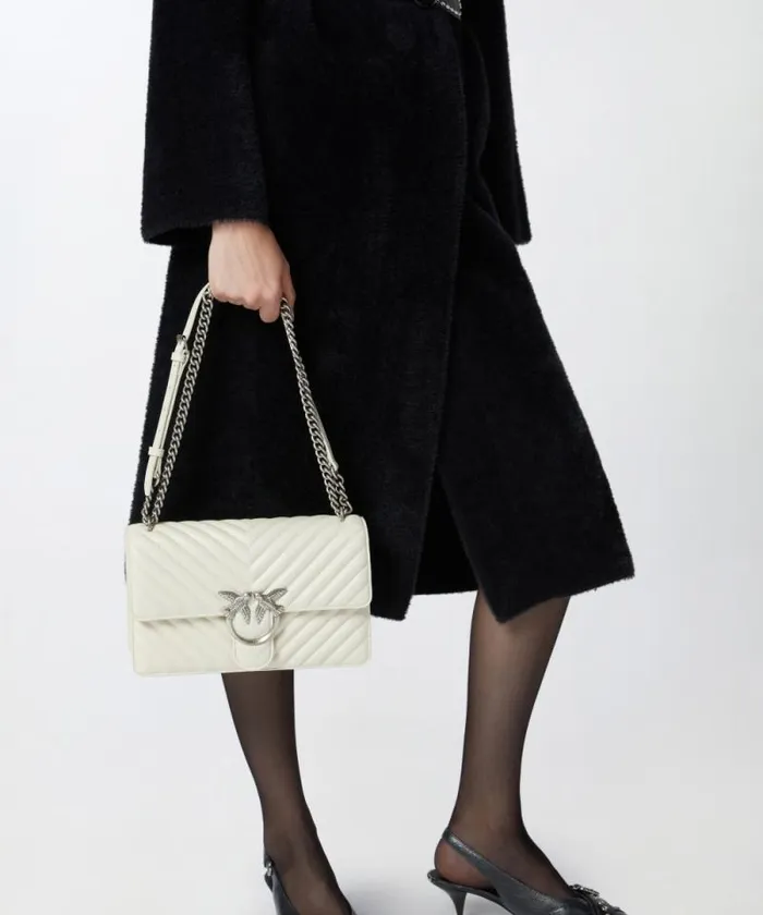Women Crossbody Bags Pinko Classic LoveBag One Chevron Whitewhiteold Silver Women Crossbody Bags Pinko Classic LoveBag One Chevron Whitewhiteold Silver