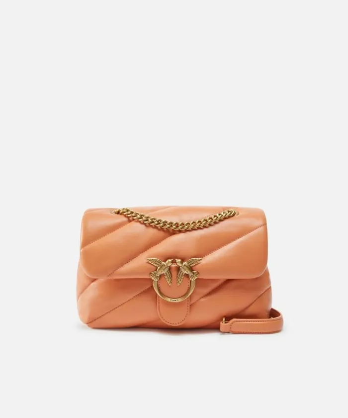 Women Crossbody Bags Pinko Classic Love Bag Puff Maxi Quilt Brandy Orangeantiquegold