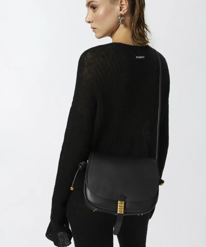 Women Crossbody Bags Pinko Large Leather Crossbody Bag With Knots Blackantique Gold Women Crossbody Bags Pinko Large Leather Crossbody Bag With Knots Blackantique Gold