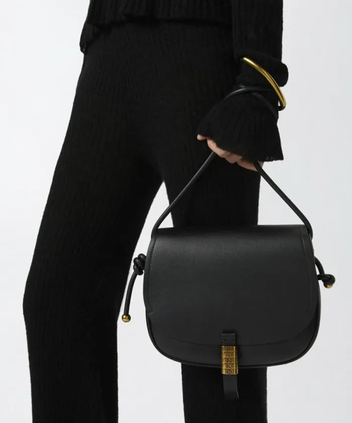 Women Crossbody Bags Pinko Large Leather Crossbody Bag With Knots Blackantique Gold Women Crossbody Bags Pinko Large Leather Crossbody Bag With Knots Blackantique Gold
