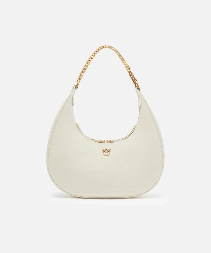 Women Crossbody Bags Pinko Large Tumbled Leather Shoulder Bag With Chain Whitewhiteantique Gold Women Crossbody Bags Pinko Large Tumbled Leather Shoulder Bag With Chain Whitewhiteantique Gold