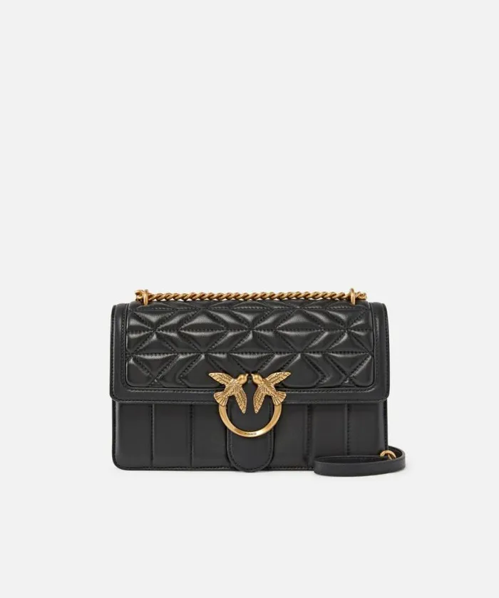 Women Crossbody Bags Pinko Love Bag Crossbody Bag Quilted With Designs Blackantique Gold Women Crossbody Bags Pinko Love Bag Crossbody Bag Quilted With Designs Blackantique Gold