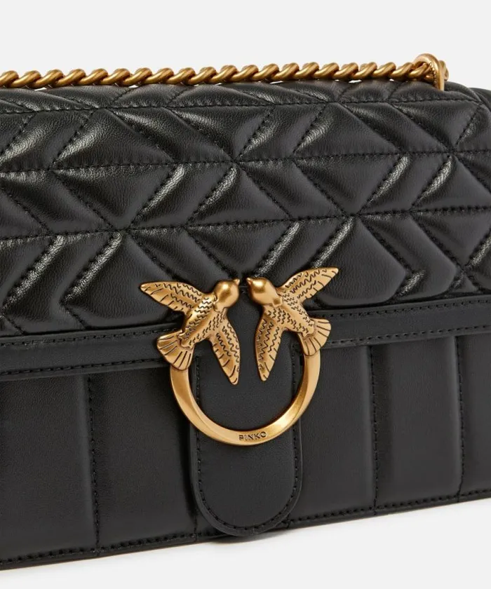 Women Crossbody Bags Pinko Love Bag Crossbody Bag Quilted With Designs Blackantique Gold Women Crossbody Bags Pinko Love Bag Crossbody Bag Quilted With Designs Blackantique Gold