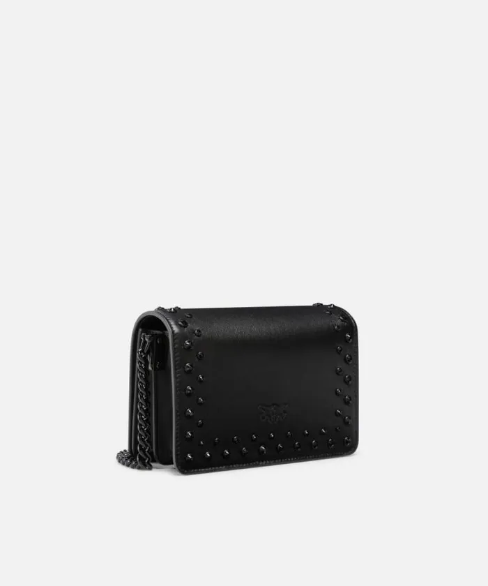 Women Crossbody Bags Pinko Love Bag Small Laminated Crossbody Bag With Rhinestones Limo Black Block Colour Women Crossbody Bags Pinko Love Bag Small Laminated Crossbody Bag With Rhinestones Limo Black Block Colour