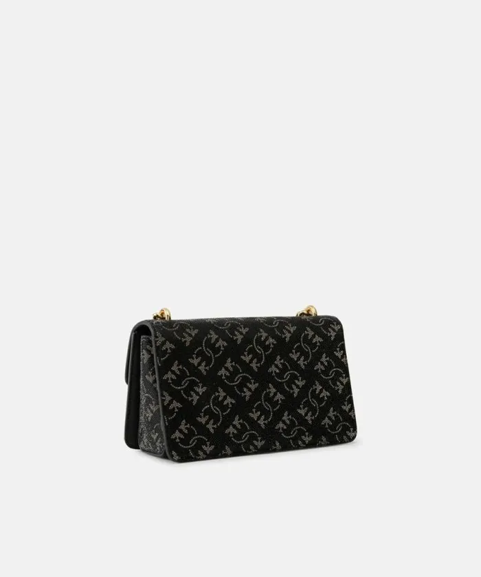 Women Crossbody Bags Pinko Mini Love Bag Leather Crossbody Bag With Monogram Rhinestone Blacksilvergold Women Crossbody Bags Pinko Mini Love Bag Leather Crossbody Bag With Monogram Rhinestone Blacksilvergold