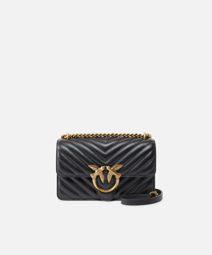 Women Crossbody Bags Pinko Mini Love Bag One Chevron Blackantique Gold