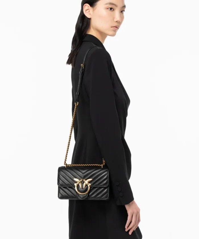 Women Crossbody Bags Pinko Mini Love Bag One Chevron Blackantique Gold Women Crossbody Bags Pinko Mini Love Bag One Chevron Blackantique Gold