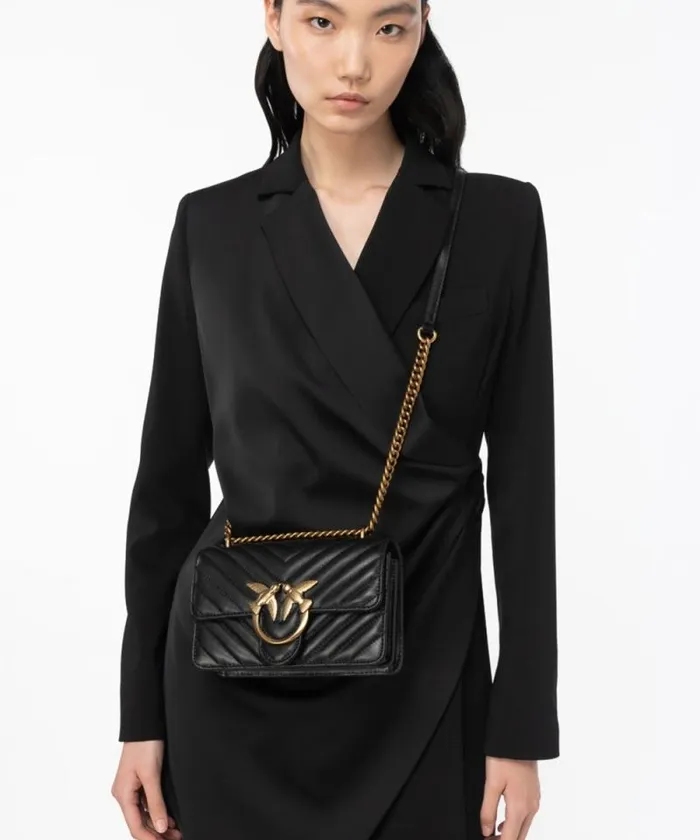 Women Crossbody Bags Pinko Mini Love Bag One Chevron Blackantique Gold Women Crossbody Bags Pinko Mini Love Bag One Chevron Blackantique Gold