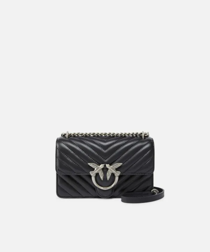 Women Crossbody Bags Pinko Mini Love Bag One Chevron Blackold Silver