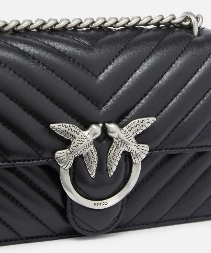 Women Crossbody Bags Pinko Mini Love Bag One Chevron Blackold Silver Women Crossbody Bags Pinko Mini Love Bag One Chevron Blackold Silver