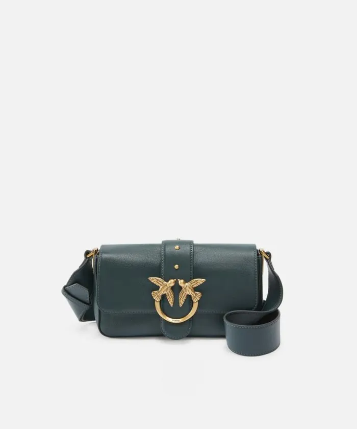 Women Crossbody Bags Pinko Mini Love Bag Soft Crossbody Bag In Leather Scarab Greenantiquegold Women Crossbody Bags Pinko Mini Love Bag Soft Crossbody Bag In Leather Scarab Greenantiquegold