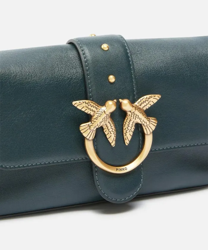 Women Crossbody Bags Pinko Mini Love Bag Soft Crossbody Bag In Leather Scarab Greenantiquegold Women Crossbody Bags Pinko Mini Love Bag Soft Crossbody Bag In Leather Scarab Greenantiquegold