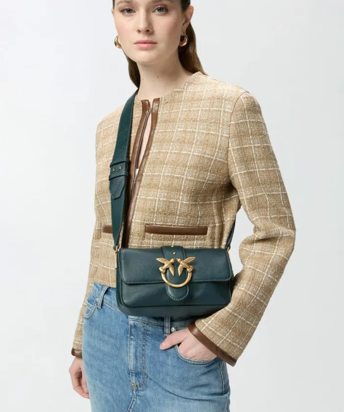 Women Crossbody Bags Pinko Mini Love Bag Soft Crossbody Bag In Leather Scarab Greenantiquegold Women Crossbody Bags Pinko Mini Love Bag Soft Crossbody Bag In Leather Scarab Greenantiquegold