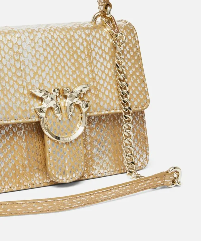 Women Crossbody Bags Pinko PINKO Galleria Laminated Reptile Skin Bag With Shoulder Strap And Handle Goldsilverlightgold Women Crossbody Bags Pinko PINKO Galleria Laminated Reptile Skin Bag With Shoulder Strap And Handle Goldsilverlightgold