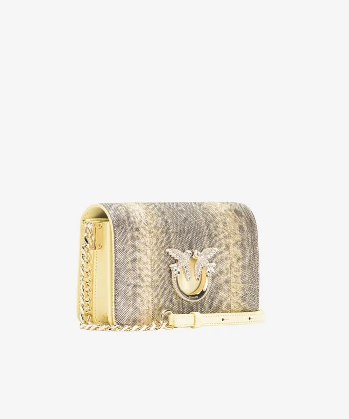 Women Crossbody Bags Pinko PINKO Galleria Mini Click Crossbody Bag In Glittery Reptile Leather Haylightgold Women Crossbody Bags Pinko PINKO Galleria Mini Click Crossbody Bag In Glittery Reptile Leather Haylightgold
