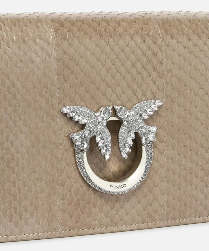 Women Crossbody Bags Pinko PINKO Galleria Mini Love Bag Crossbody Bag In Shiny Reptile Skin Lit Ashold Silver Women Crossbody Bags Pinko PINKO Galleria Mini Love Bag Crossbody Bag In Shiny Reptile Skin Lit Ashold Silver