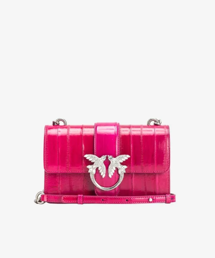 Women Crossbody Bags Pinko PINKO Galleria Mini Love Bag One In Eel Skin Pinko Pinkold Silver Women Crossbody Bags Pinko PINKO Galleria Mini Love Bag One In Eel Skin Pinko Pinkold Silver