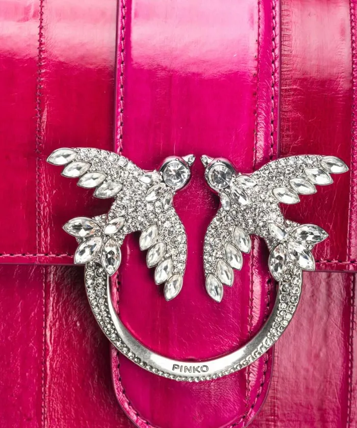 Women Crossbody Bags Pinko PINKO Galleria Mini Love Bag One In Eel Skin Pinko Pinkold Silver Women Crossbody Bags Pinko PINKO Galleria Mini Love Bag One In Eel Skin Pinko Pinkold Silver