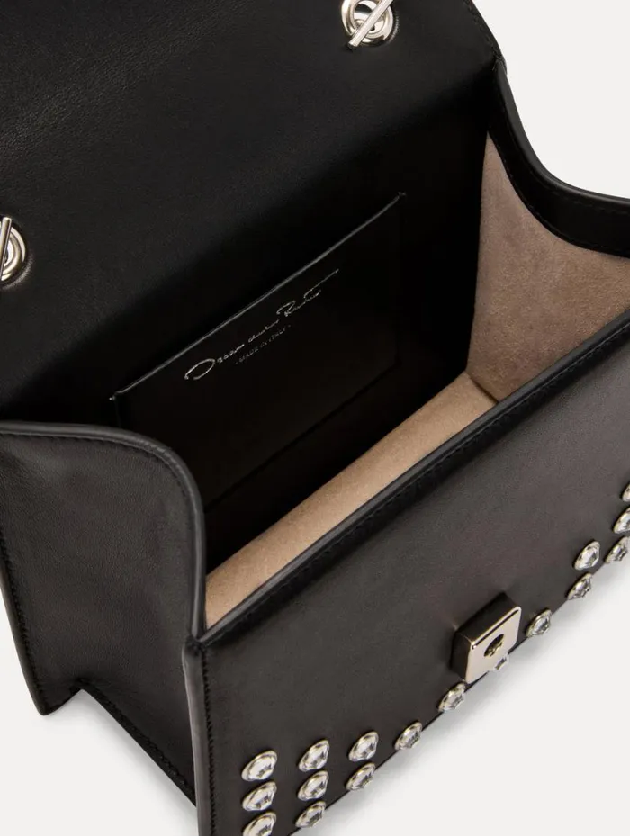 Women Crystal Stud Mini TRO Bag Black Oscar De La Renta Handbags Women Crystal Stud Mini TRO Bag Black Oscar De La Renta Handbags