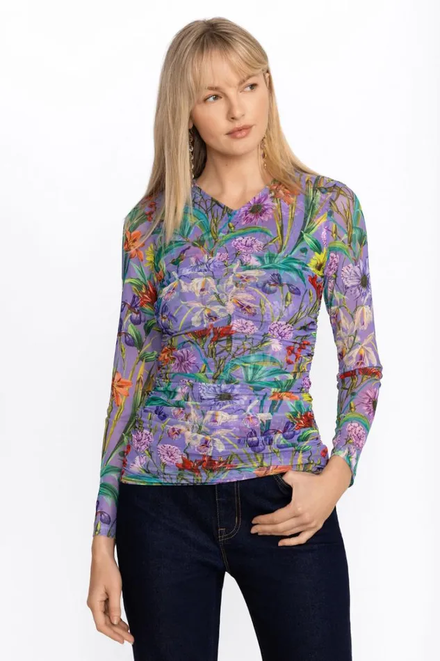 Women DAPHNE MESH TEE Daphne Purple Johnny Was Tops Women DAPHNE MESH TEE Daphne Purple Johnny Was Tops