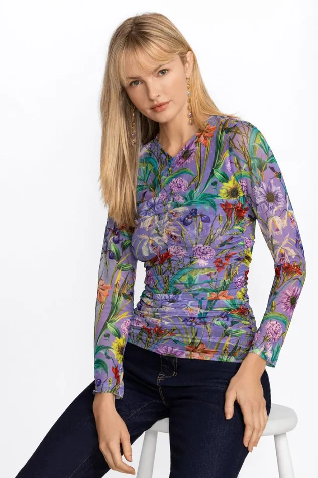 Women DAPHNE MESH TEE Daphne Purple Johnny Was Tops Women DAPHNE MESH TEE Daphne Purple Johnny Was Tops