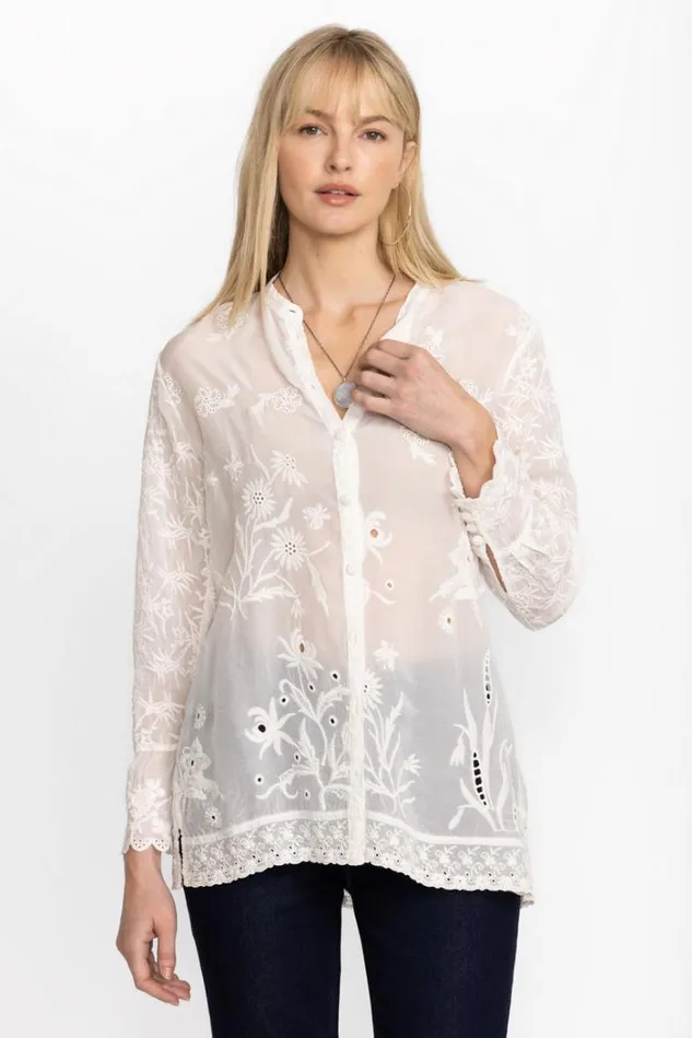 Women DENI ISABEL BLOUSE White Johnny Was Tops