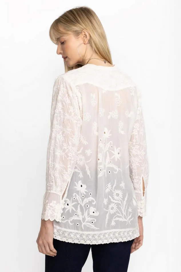 Women DENI ISABEL BLOUSE White Johnny Was Tops Women DENI ISABEL BLOUSE White Johnny Was Tops