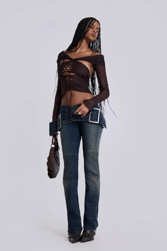 Women Denim Assassin Jeans With Moto Panelling Jaded London Jeans