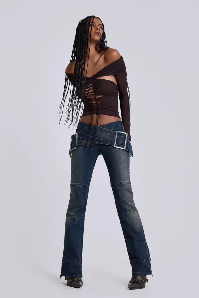 Women Denim Assassin Jeans With Moto Panelling Jaded London Jeans