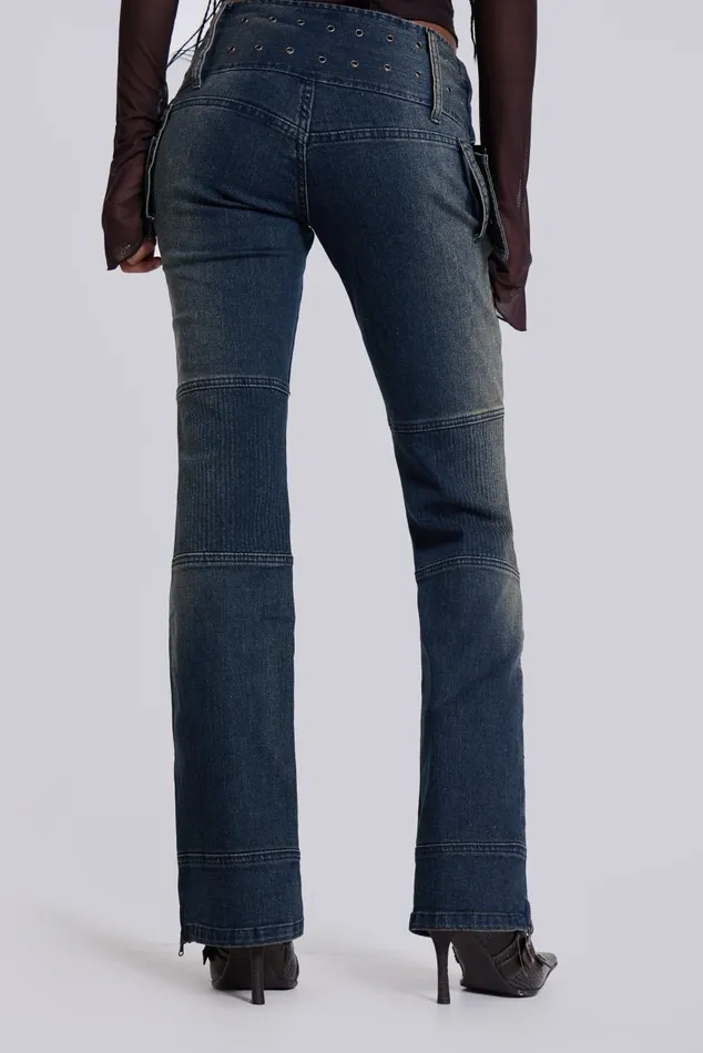 Women Denim Assassin Jeans With Moto Panelling Jaded London Jeans