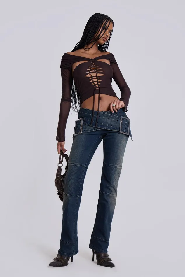 Women Denim Assassin Jeans With Moto Panelling Jaded London Jeans