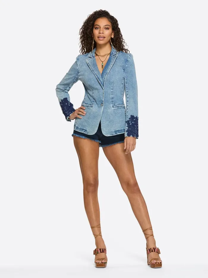 Women Denim Jessica Simpson Fitted Blazer In Reflection
