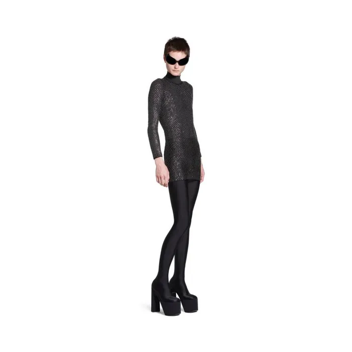 Women Dresses and Skirts Balenciaga Crystal Mesh Mini Dress In Black