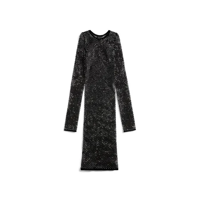 Women Dresses and Skirts Balenciaga Crystal Mesh Mini Dress In Black