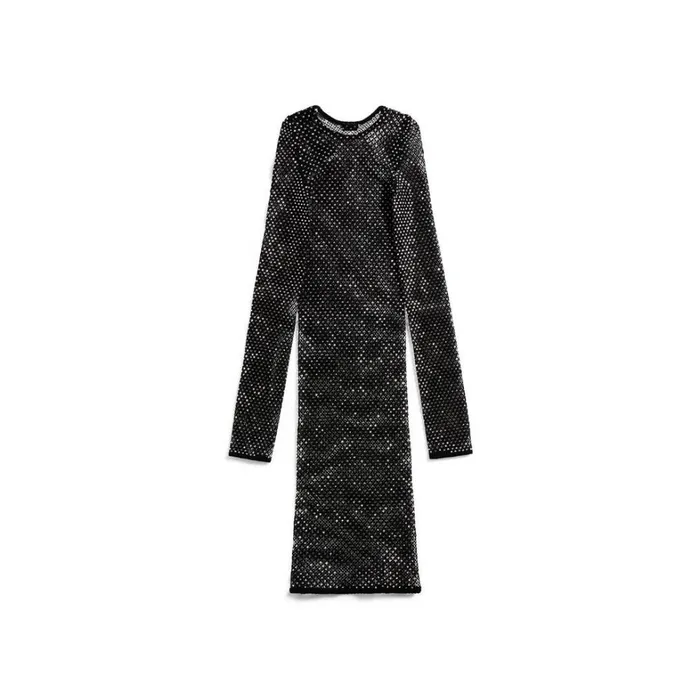 Women Dresses and Skirts Balenciaga Crystal Mesh Mini Dress In Black