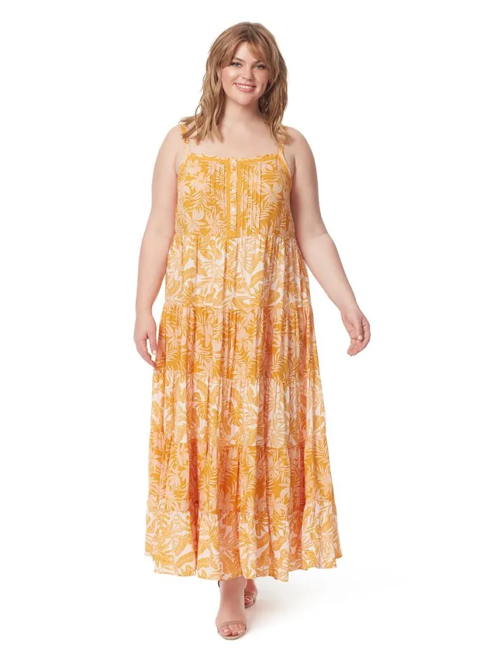 Women Dresses Jessica Simpson Alanis Tier Dress In Palm Bliss