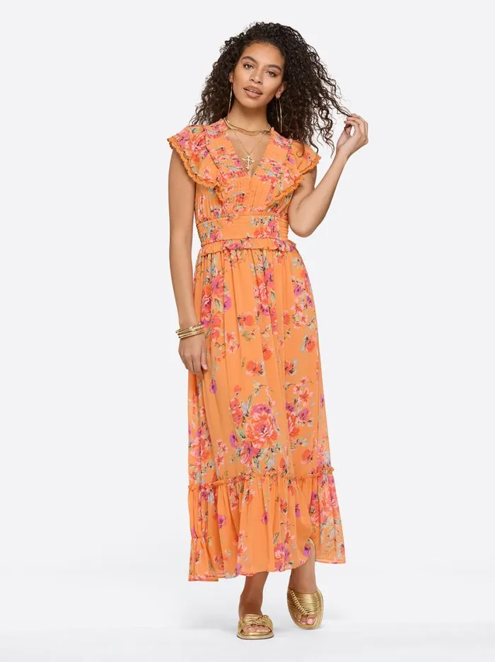 Women Dresses Jessica Simpson Phillipa Maxi Dress In Watercolor Roses