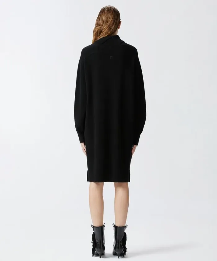 Women Dresses Pinko Cashmereblend Turtleneck Dress With Front Slit Limo Black Women Dresses Pinko Cashmereblend Turtleneck Dress With Front Slit Limo Black