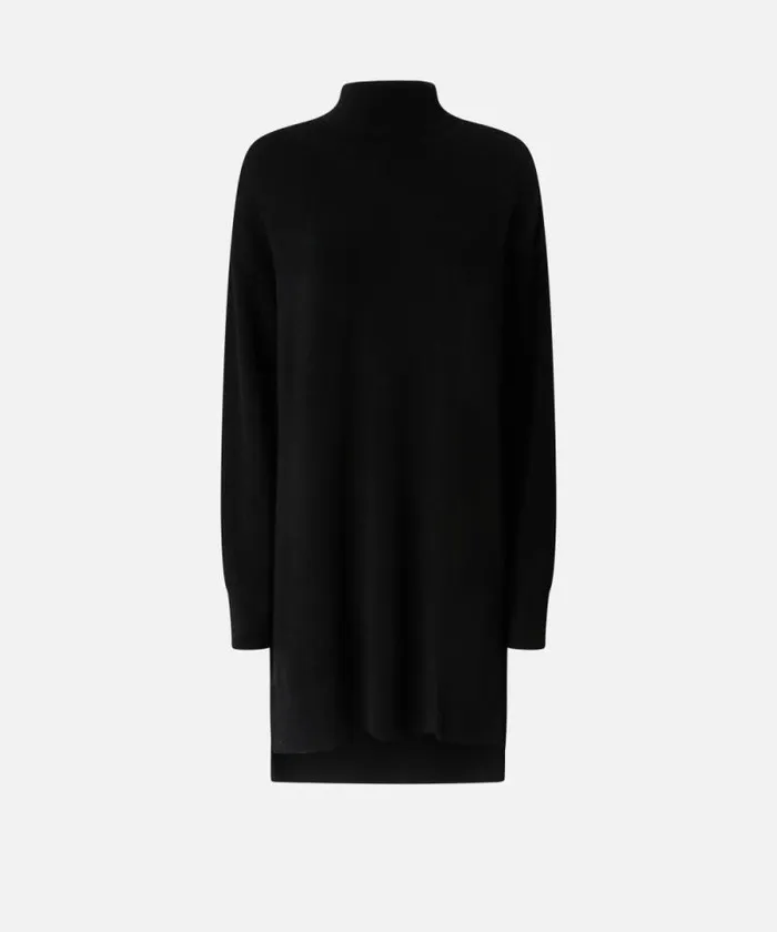 Women Dresses Pinko Cashmereblend Turtleneck Dress With Front Slit Limo Black Women Dresses Pinko Cashmereblend Turtleneck Dress With Front Slit Limo Black