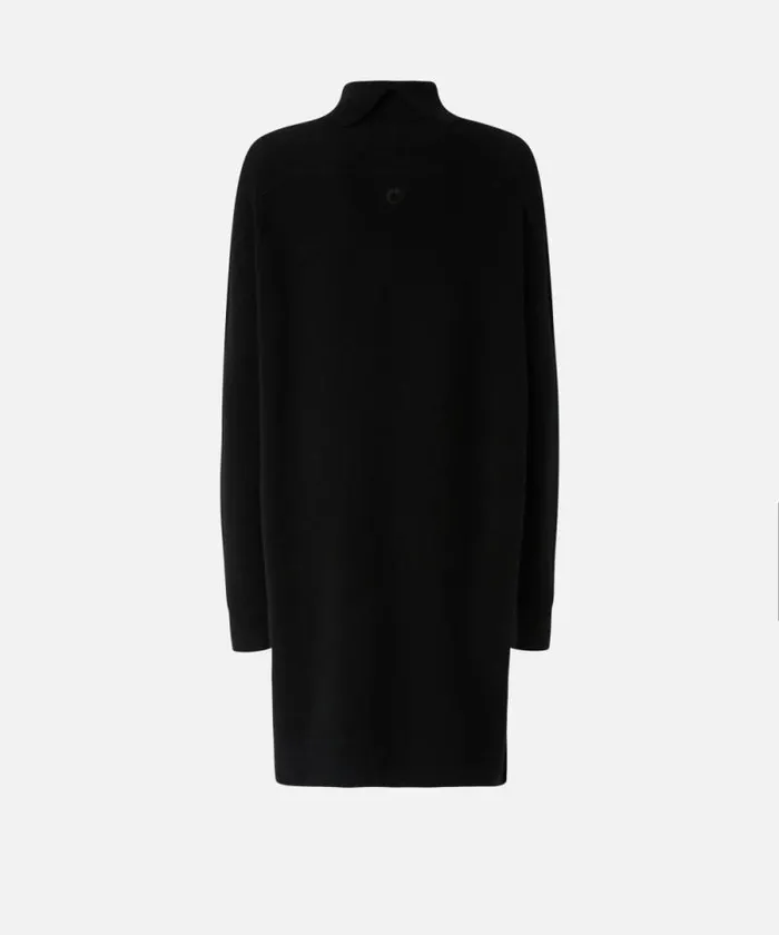 Women Dresses Pinko Cashmereblend Turtleneck Dress With Front Slit Limo Black Women Dresses Pinko Cashmereblend Turtleneck Dress With Front Slit Limo Black